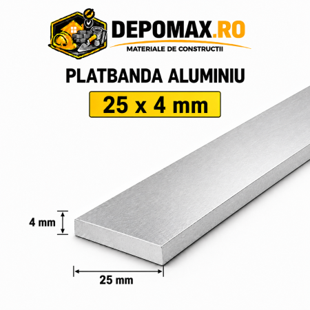 Platbanda aluminiu 25 x 4 mm, 6 metri (EN-AW 6060)